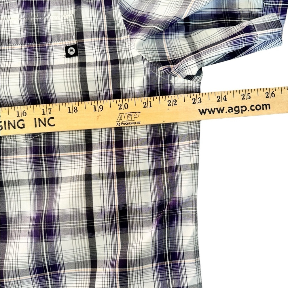 Marmot Plaid Button Down Shirt L Purple Gray Hiking Gorpcore Outdoor Tech Camp - Picture 3 of 6
